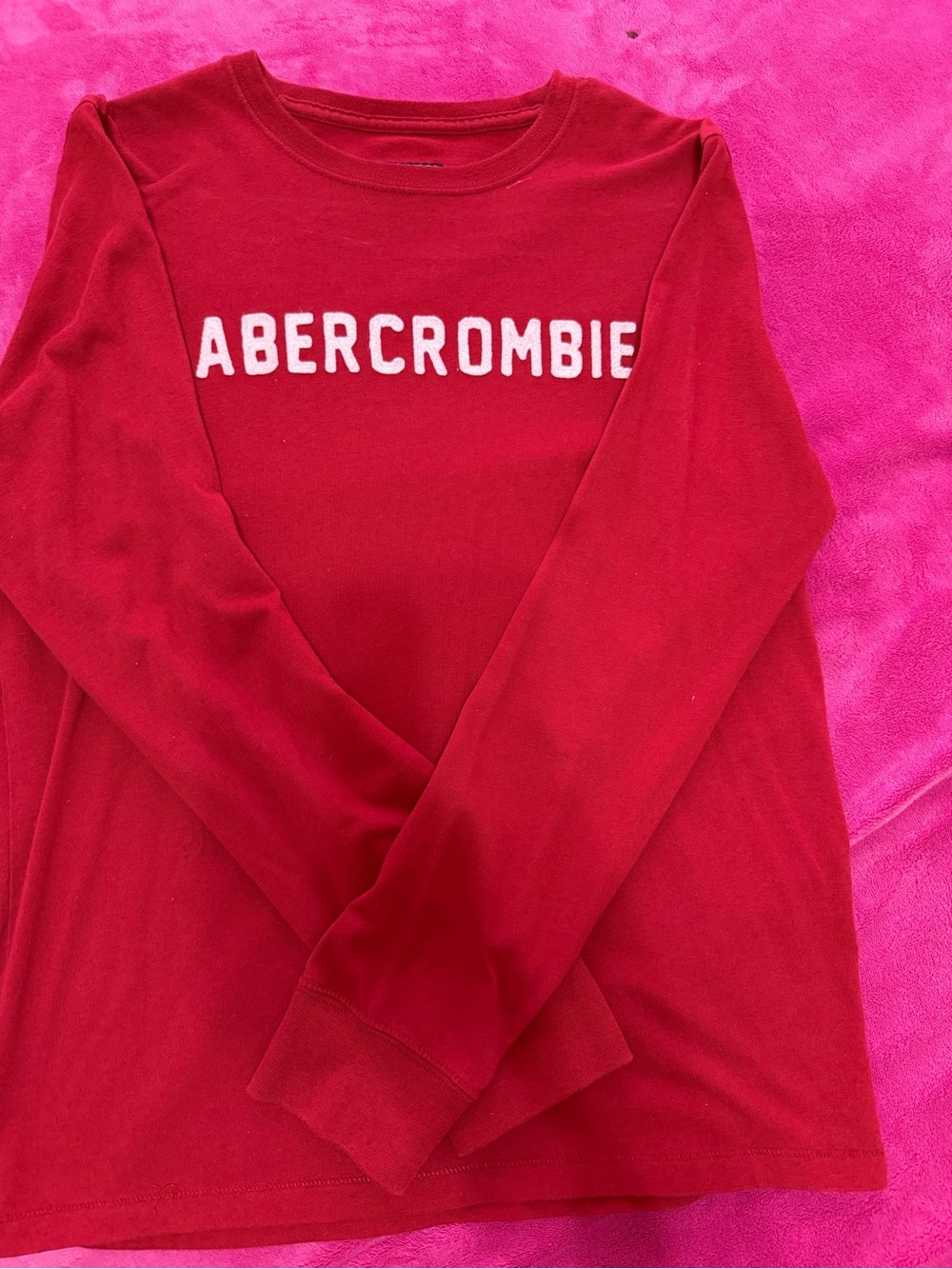 Abercrombie & Fitch Women's Red Long-Sleeve Logo Top